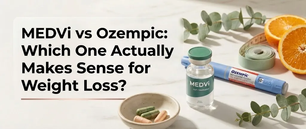 MEDVi vs Ozempic comparison showing pricing, safety, and program differences for GLP-1 weight loss in 2026