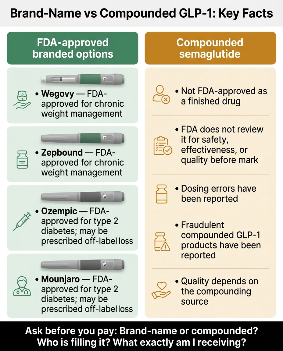FDA-approved versus compounded GLP-1 key facts — why MEDVi customers are switching to Ro in 2026