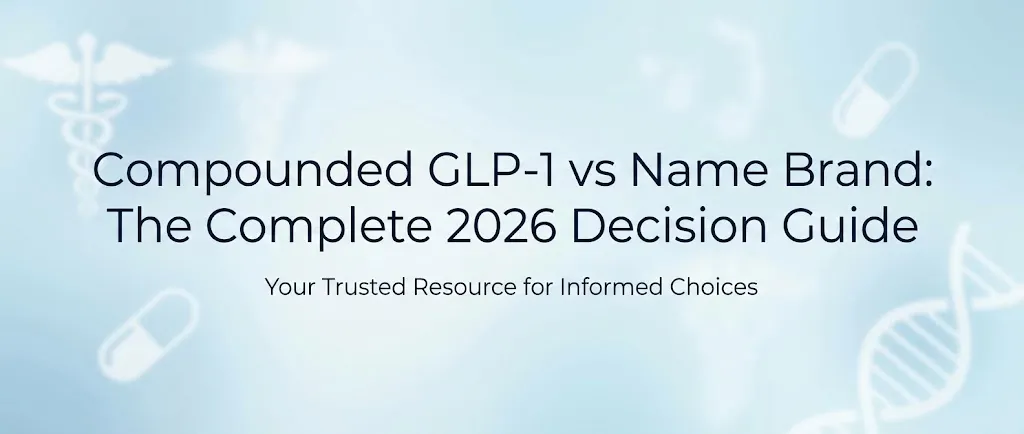 Compounded GLP-1 vs Name Brand: Complete 2026 comparison guide header showing medication comparison
