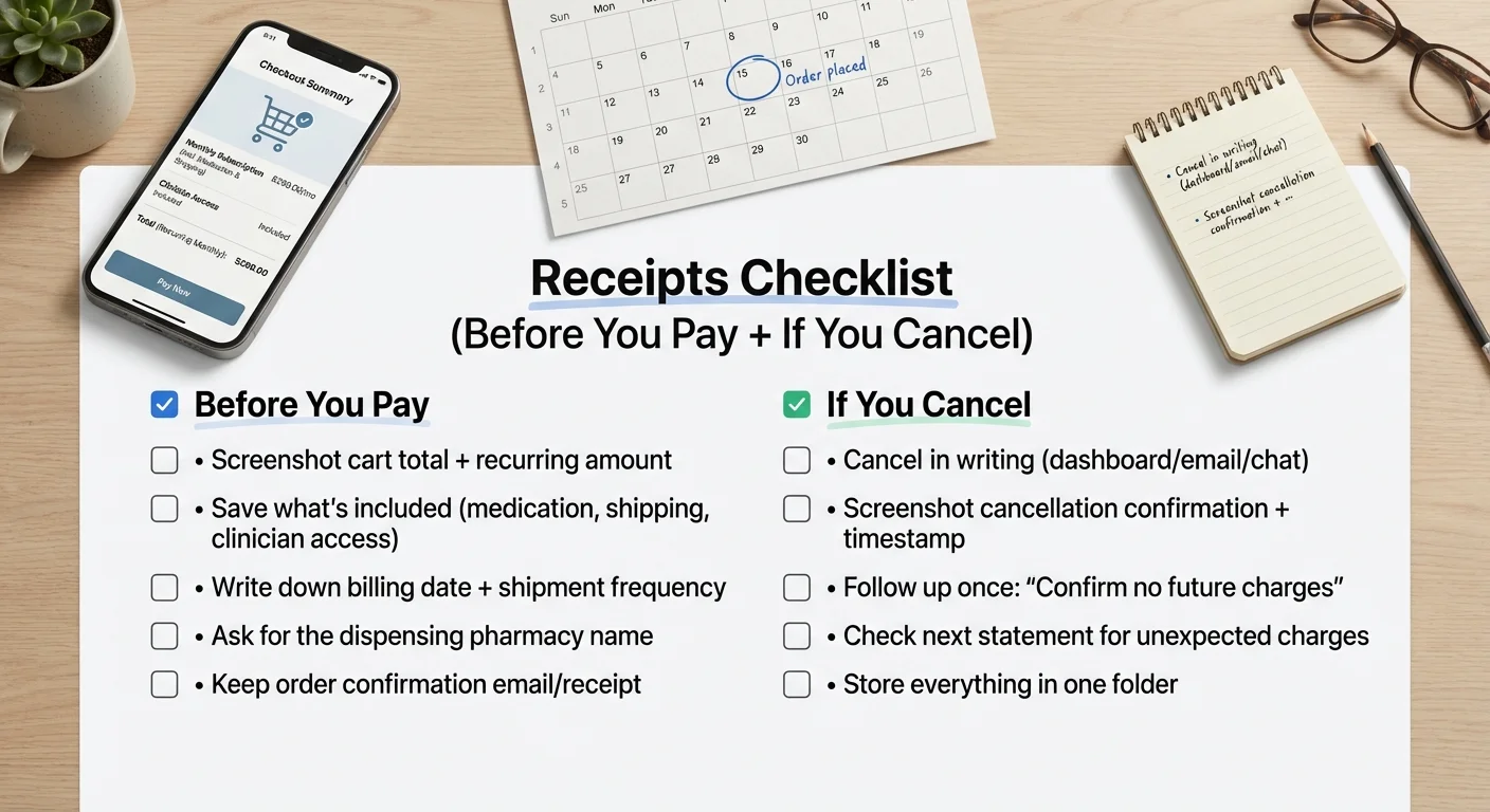 GLP-1 receipts checklist: what to verify before you pay any provider