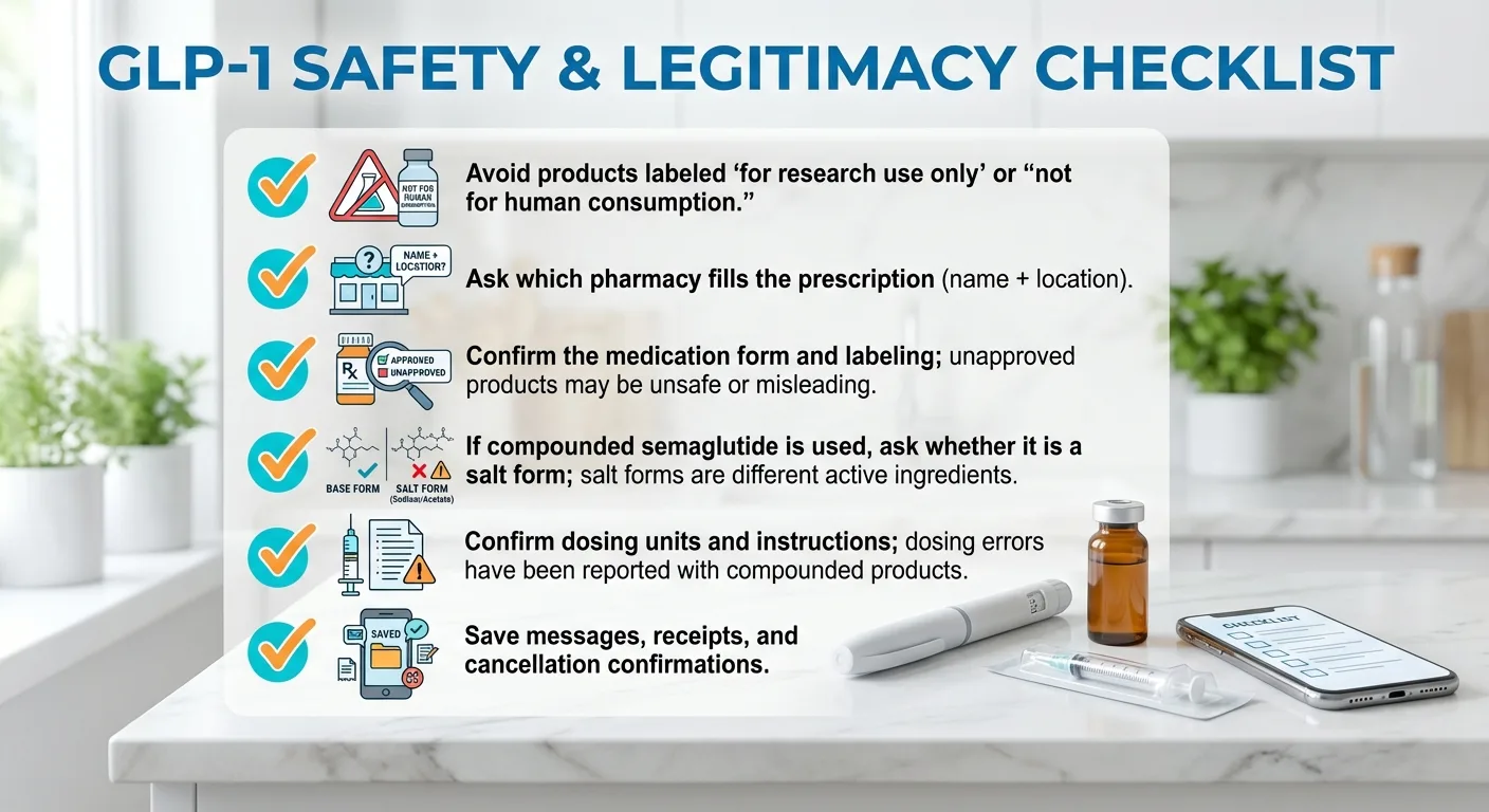 GLP-1 safety and legitimacy checklist for verifying telehealth providers