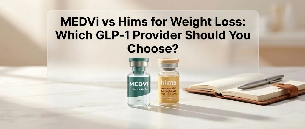 MEDVi vs Hims comparison showing side-by-side analysis of GLP-1 weight loss programs