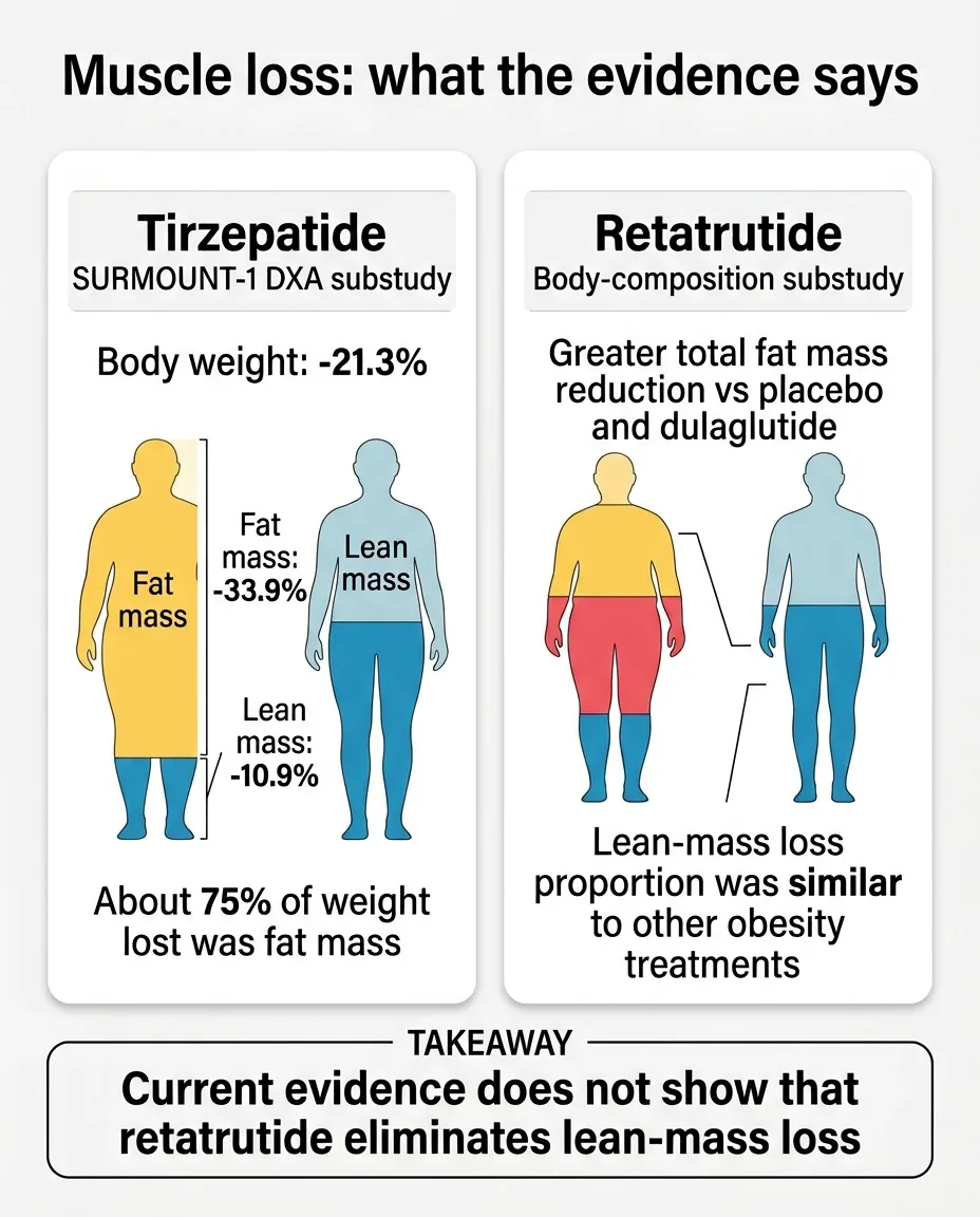 Retatrutide vs tirzepatide muscle loss and body composition comparison