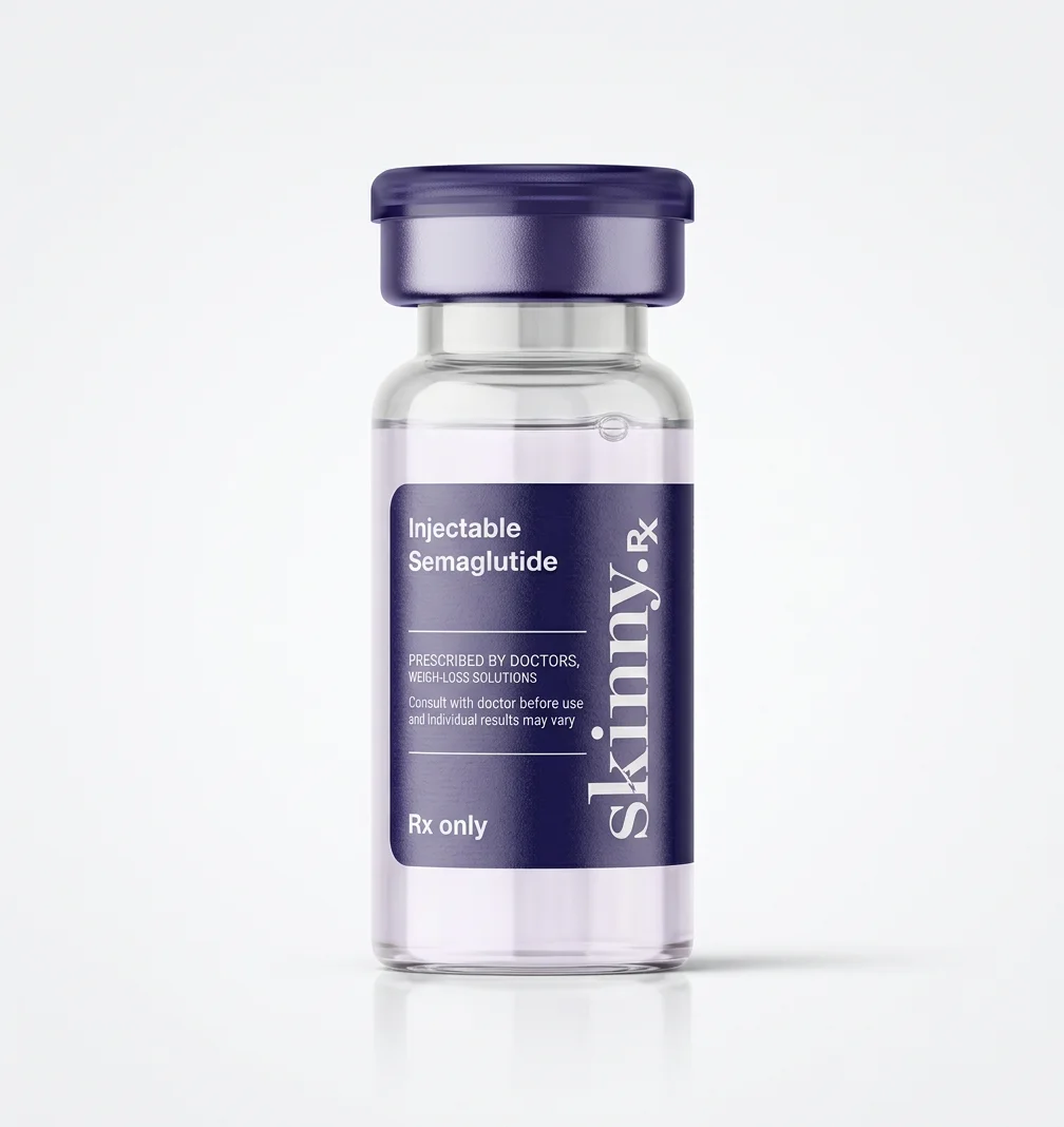 SkinnyRx compounded injectable semaglutide vial - state-licensed U.S. compounding pharmacy, prescribed by licensed healthcare providers