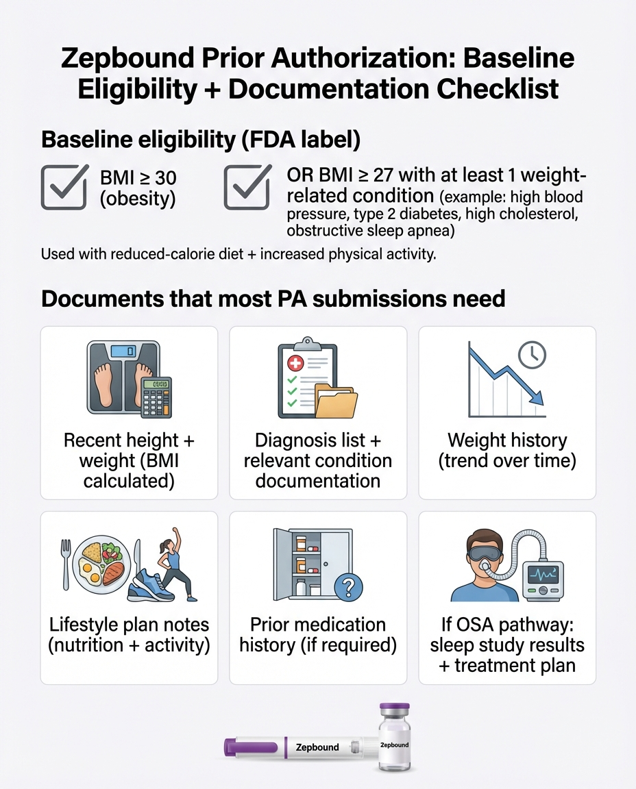 Zepbound prior authorization eligibility checklist - documentation you need
